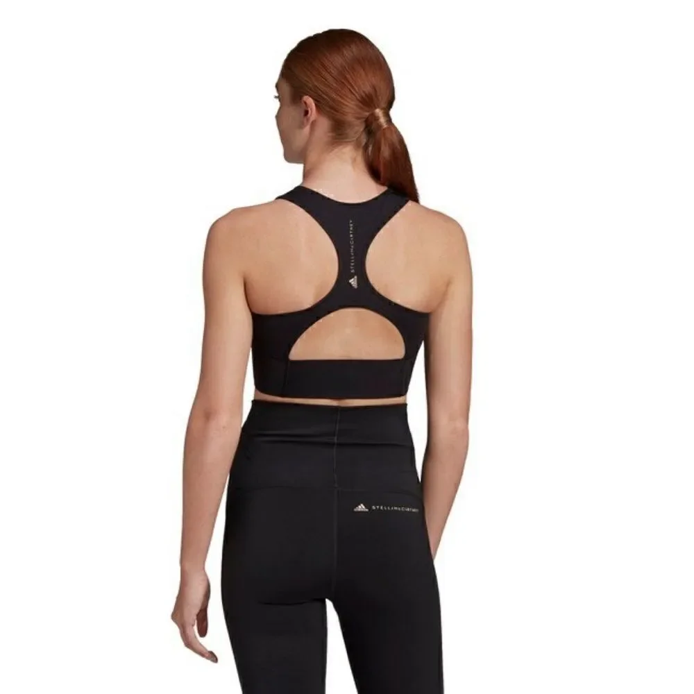 Adidas X Stella McCartney Designer Sports Bra Light Support Black White Mesh New